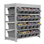 Gray 4-Tier Botless Bin Storage System Garage Storage Rack (24 Plastic Bins  in 4 Tier)