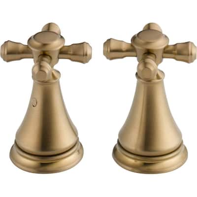 Pair of Cassidy Metal Cross Handles for Bathroom Faucet in Champagne Bronze
