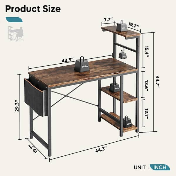 Bestier 44 in. Computer Desk with LED Lights Gaming Desk, 4 Tier Shelves  Black Carbon Fiber D471Z-GAMD - The Home Depot