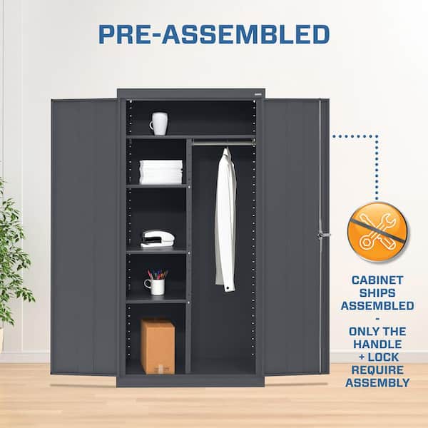 Classic Series 36 in. W x 72 in. H x 24 in. D 24-Gauge 6-Shelf Steel Freestanding Garage Storage Cabinet in Charcoal