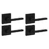 Kwikset Casey Matte Black Bedroom Bathroom Door Handle Featuring Microban with Lock (4-Pack) 4PK300CSLSQT514