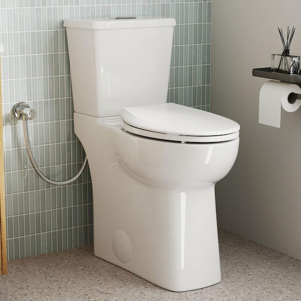 21 Inch Extra Tall Toilet, Skirted Elongated Bowl, 1.1/1.28 GPF Dual Flush, 2-Piece, White Ceramic Toilet 12'' Rough-In