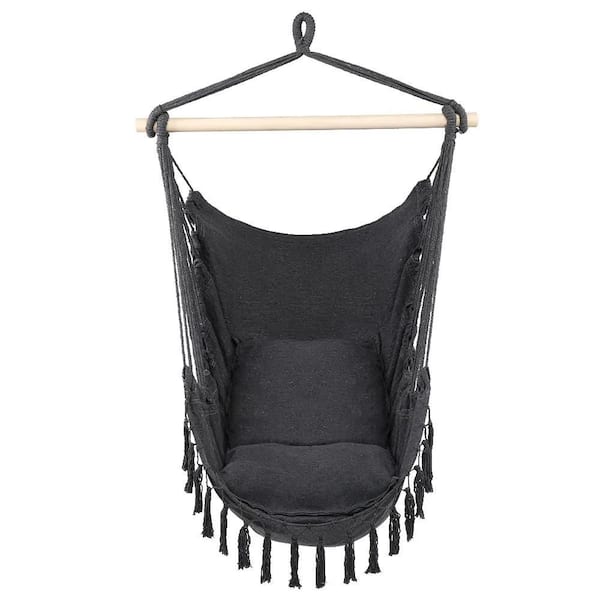 Cozy Hanging Tassel Chair with Pillow-Portable Hammock Swing Seat for Indoor and Outdoor Relaxation, 264 lbs. Capacity