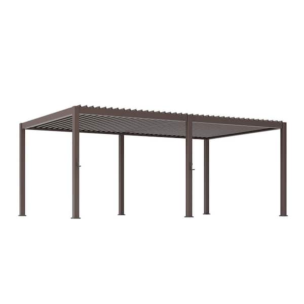 12 ft. x 20 ft. Modern All-Aluminum Pergola with Adjustable Louvered Roof, Grey