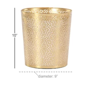 Gold Stackable Small Waste Bin with Laser Carved Floral Design