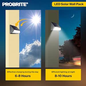 100-Watt Equivalent Integrated LED Black Outdoor Motion Sensing Solar Powered Dusk to Dawn Wall Pack Light, 5000K