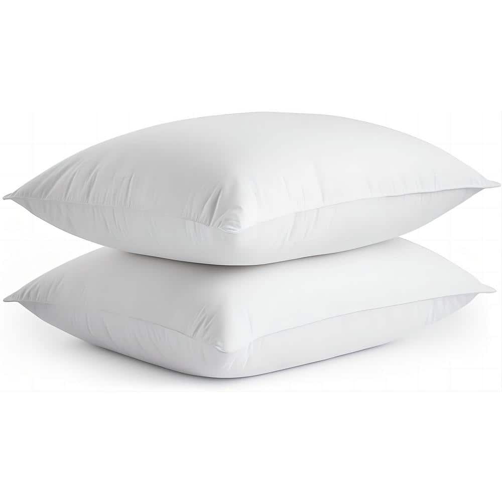 Luxurious White Goose Feather & Down Pillow Set, 100% Cotton Cover