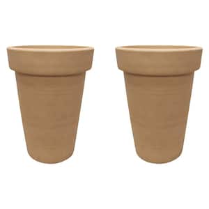 Ferndale 16 in. Brushed Pebble Resin Indoor/Outdoor Decorative Pots Planter (2-Pack)