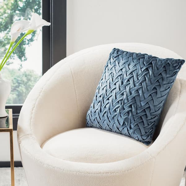 Edie@Home Indoor & Outdoor Fishnet Pleat Light Blue 18x18 Decorative Pillow  HMD09320714127 - The Home Depot