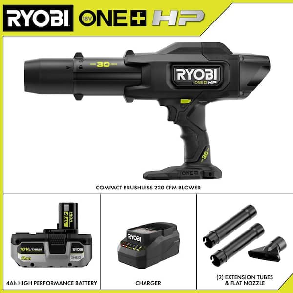 ONE+ HP 18V Brushless Cordless 220 CFM 140 MPH Compact Leaf Blower 30th Anniversary Kit with 4.0 Ah Battery & Charger