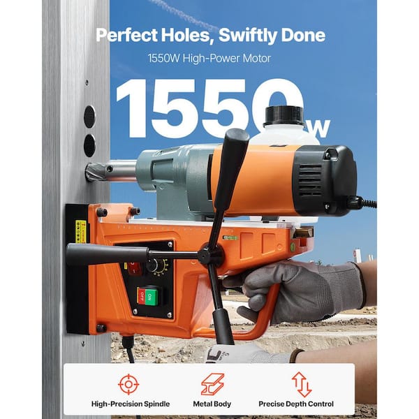 Magnetic Drill, 1550W Motor 2 in. Boring Diameter, 2922 lbf Portable Electric Mag Drill Press, 0-500 RPM Variable Speed