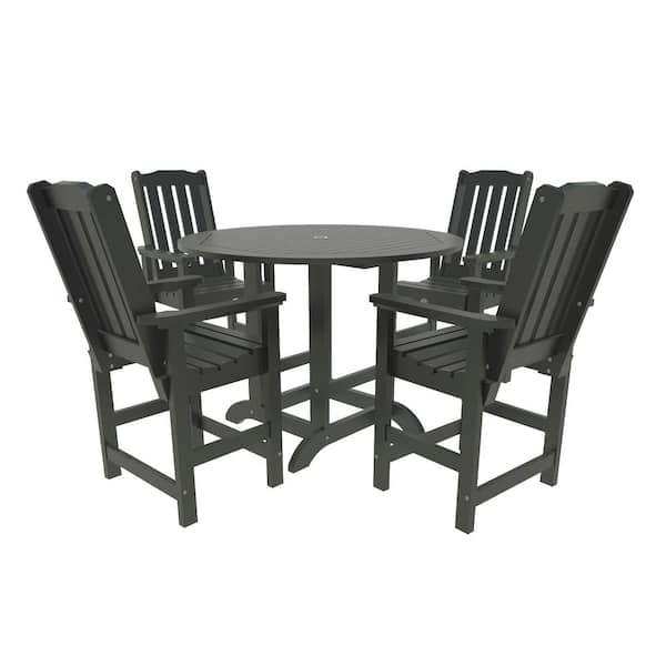 Unbranded Springville 5-Pieces Round Recycled Plastic Outdoor Counter Dining Set