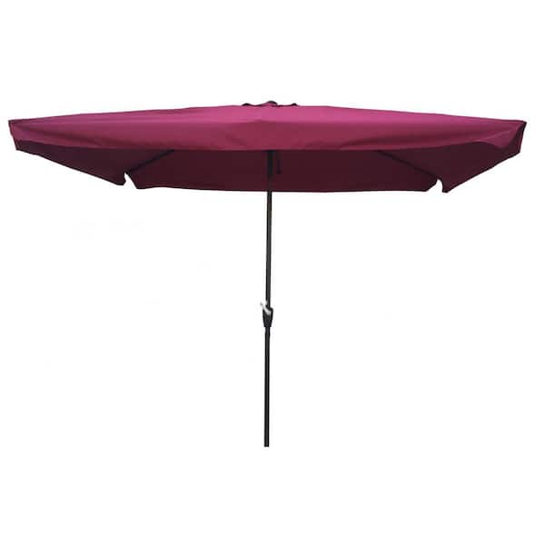 Siavonce 10 ft. x 6.5 ft. Rectangular Market Table Tilting Outdoor Patio Umbrella with Crank and Button in Burgundy