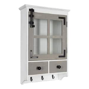 Hutchins 6 in. x 15 in. x 23 in. White/Gray Wood Decorative Cubby Wall Shelf with Hooks