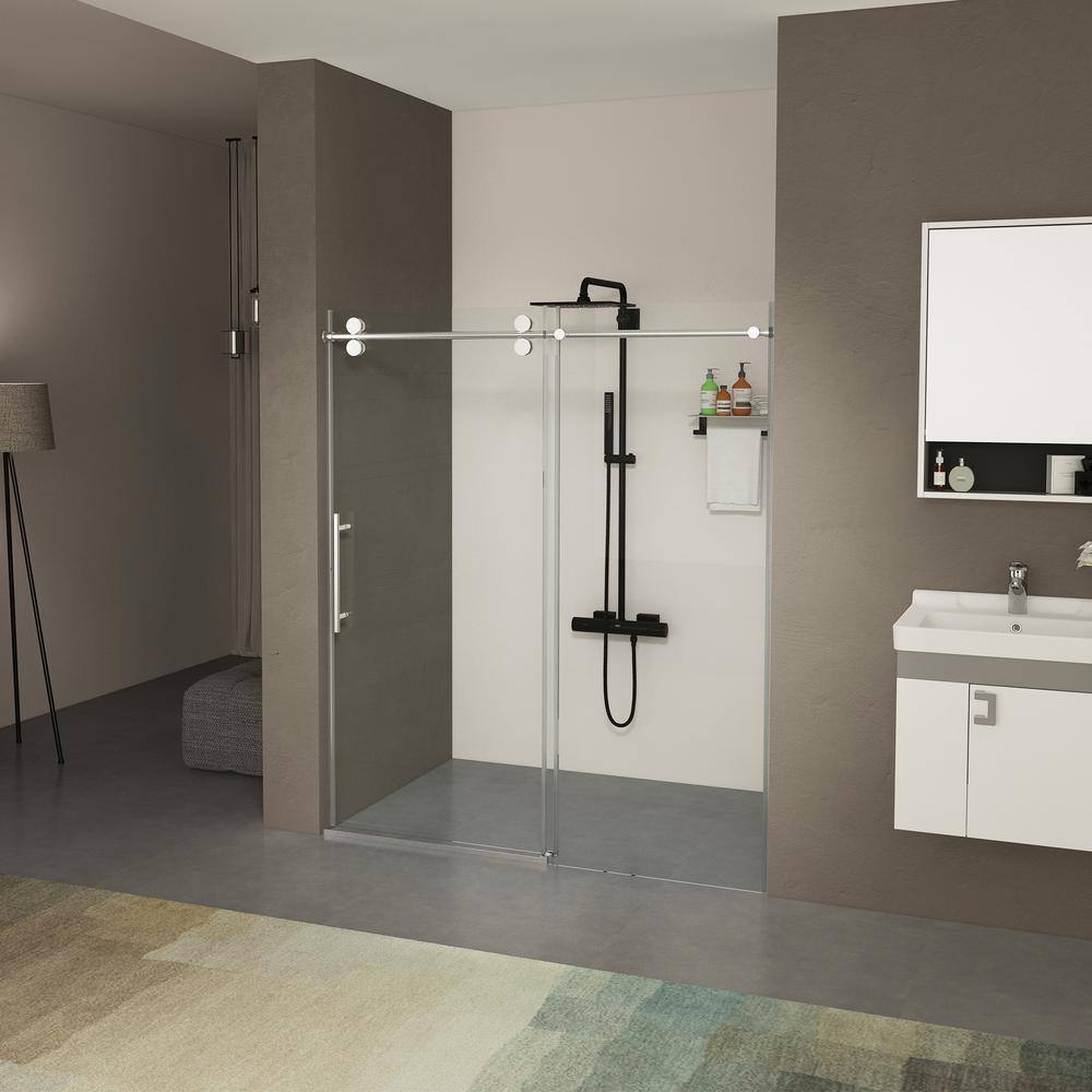 Chrome Frameless Sliding Shower Door with Tempered Glass