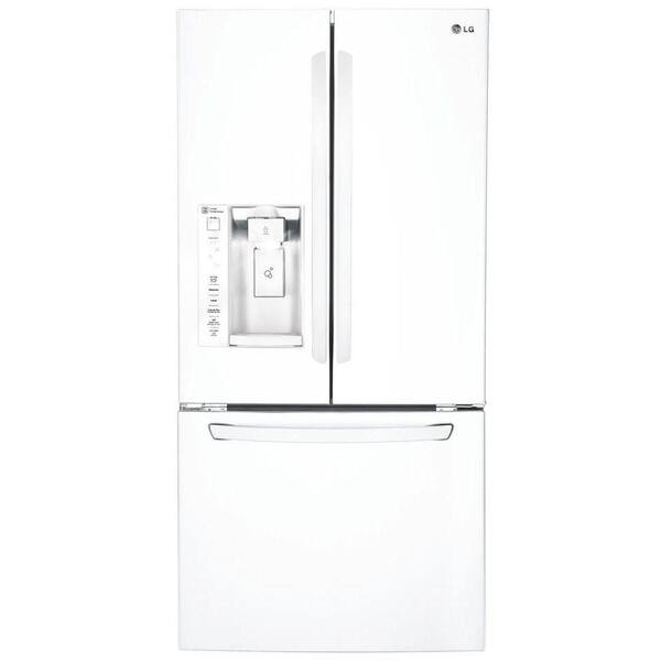 LG 33 in. W 24.2 cu. ft. French Door Refrigerator in Smooth White