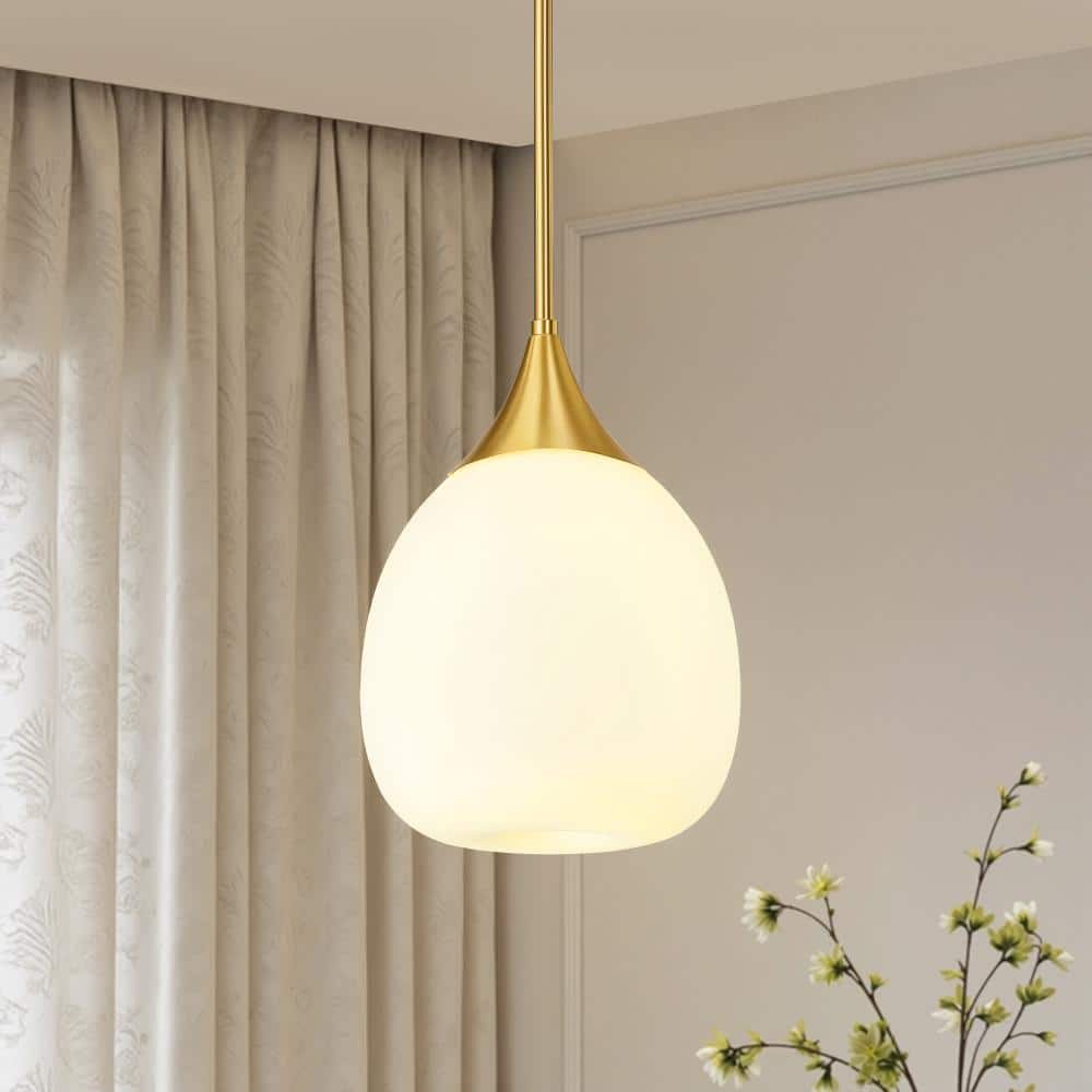 8 in. 60-Watt 1 Light Modern Gold Mini Pendant Light With Glass Globe Shade Hanging Light Fixture For Kitchen Island price history on PriceWatchPro