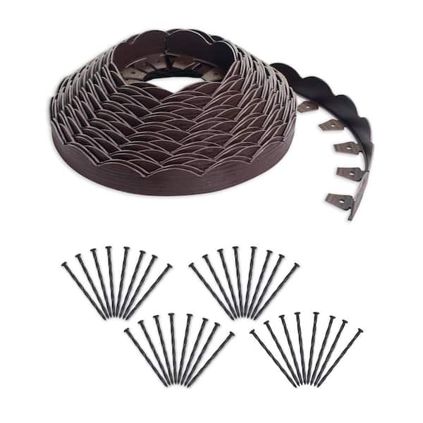 ProFlex 2 in. x 100 ft. Brown Polyethylene Scalloped Woodgrain No-Dig Edging Kit