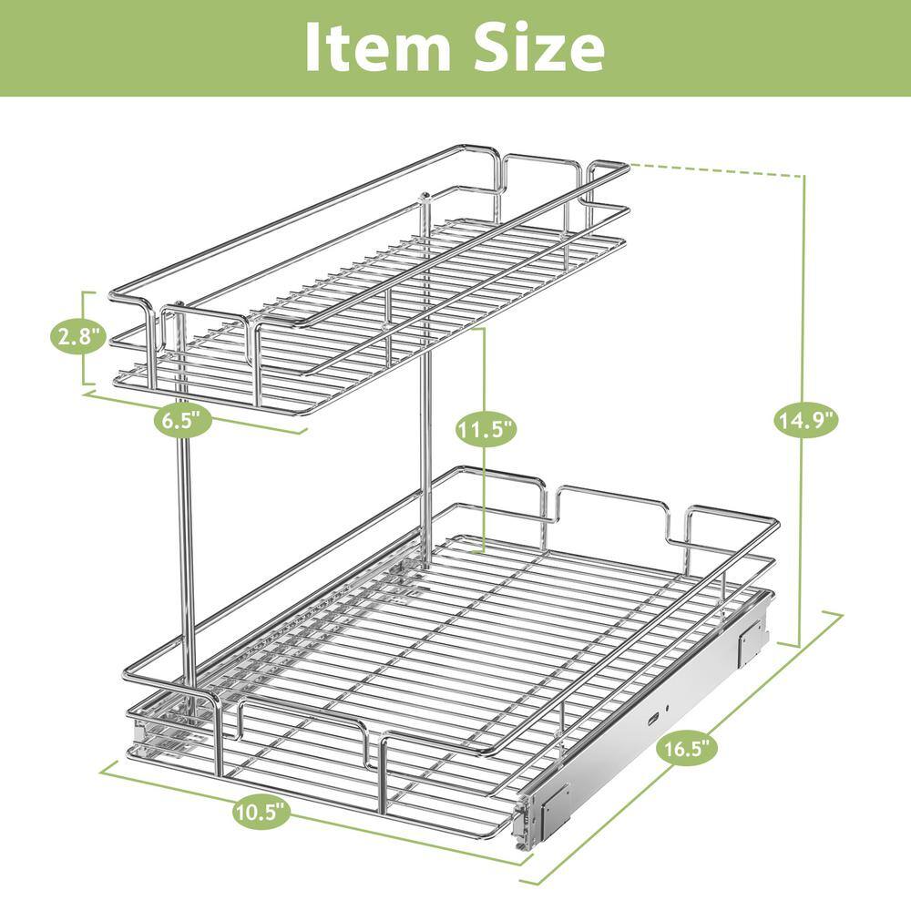 Silver 2-Tier Metal Pull-Out Under Sink Organizer