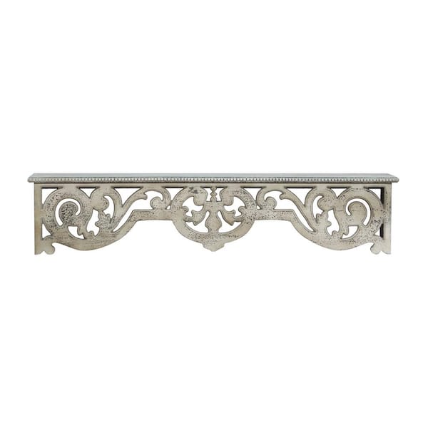 Photo 1 of 10 in. x 48 in. White Wood Farmhouse Wall Shelf