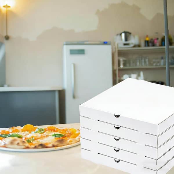 10 Pack Corrugated Pizza Boxes, Heavy Duty Cardboard Pizza Boxes, Disposable White Boxes for Cookie Pies Party Favors