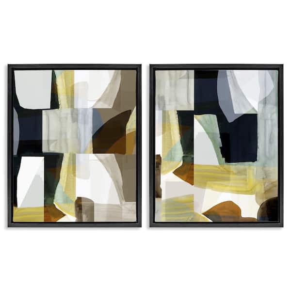 Geometric Desert Motif by cartissi 2-Pieces Black Floater Frame Abstract Graphic Art Print 31 in. x 25 in.