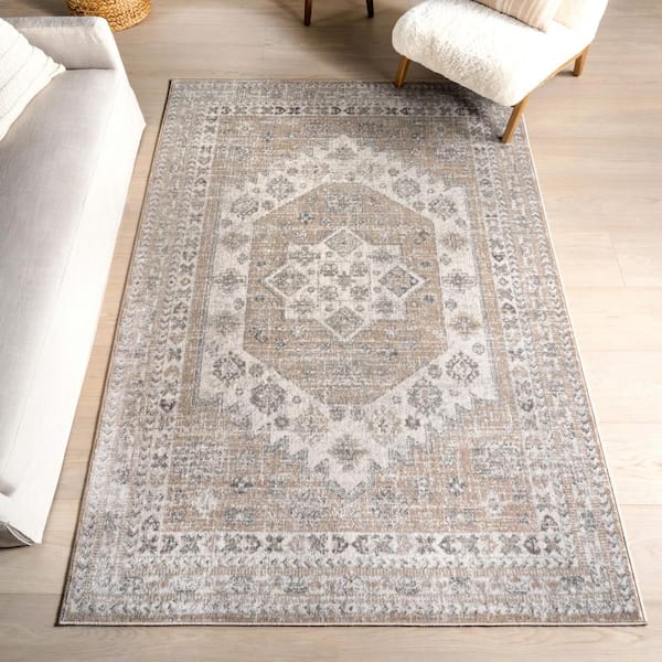 Layne Medallion Beige 9 ft. x 12 ft. Indoor Area Rug