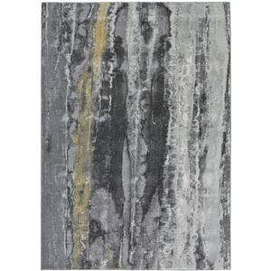 Gray and Black 2 ft. x 3 ft. Abstract Area Rug