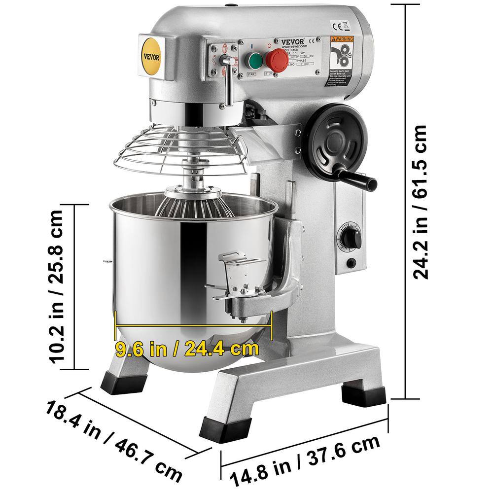 Silver 10 Quart Stainless Steel Commercial Stand Mixer