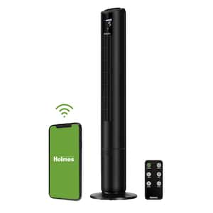 SmartConnect 42 in. Oscillating 5 Speed Wi-Fi Digital Tower Fan Black with ClearRead Display and Remote Control
