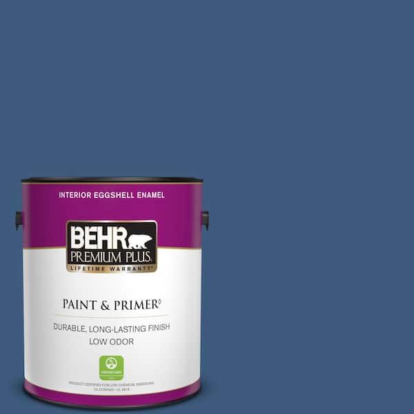 BEHR PREMIUM PLUS 1 gal. #M520-7 Admiral Blue Eggshell Enamel Low Odor Interior Paint & Primer