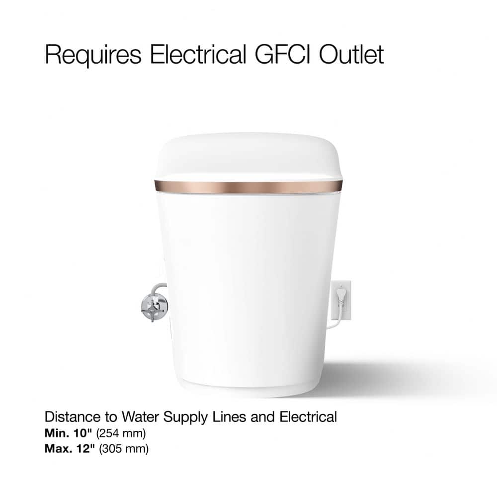 White and Rose Gold Trim Elongated Dual Flush Toilet