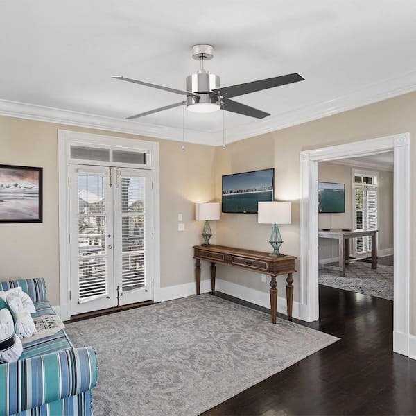 Mabel 52 in. Integrated LED Indoor Chrome Ceiling Fan with Light Kit and Pull Chain