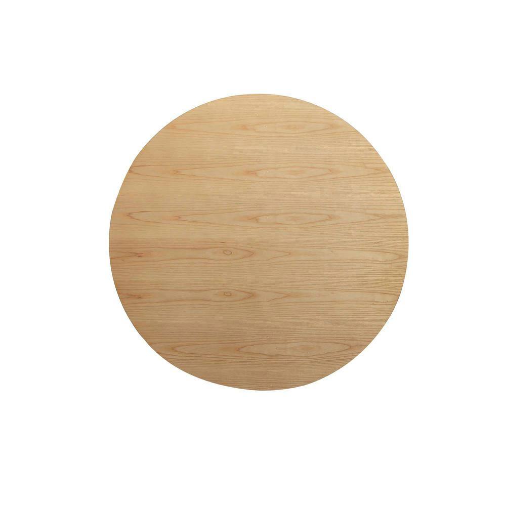 Natural Wood Round Dining Table with Ribbed Pedestal Base, 47.24"