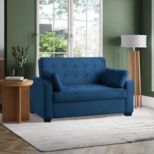 Augustus 66.5 in. Navy Blue Polyester Full Size Sofa Bed