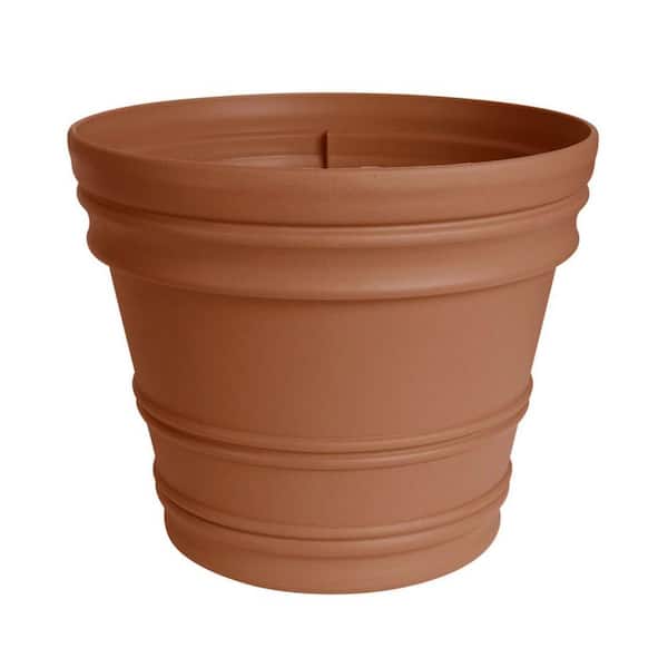 Rolled Rim 16.65 in. L x 16.65 in. W x 14.69 in. H 28 Qt. Terra Cotta Indoor/Outdoor Resin Decorative Pot Planter