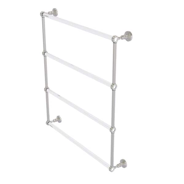 Pacific Grove 30 in. W x 35 in. H x 4.7 in. D Wall Mounted Towel Bar in Satin Nickel with Grooved Accents