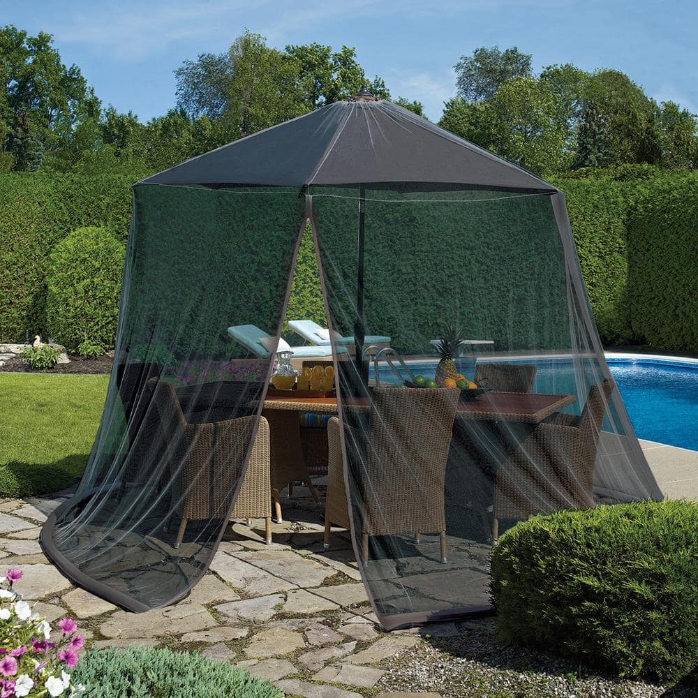 7 ft. to 11 ft. Black Outdoor Canopy Adjustable Diameter Insect Repellent U