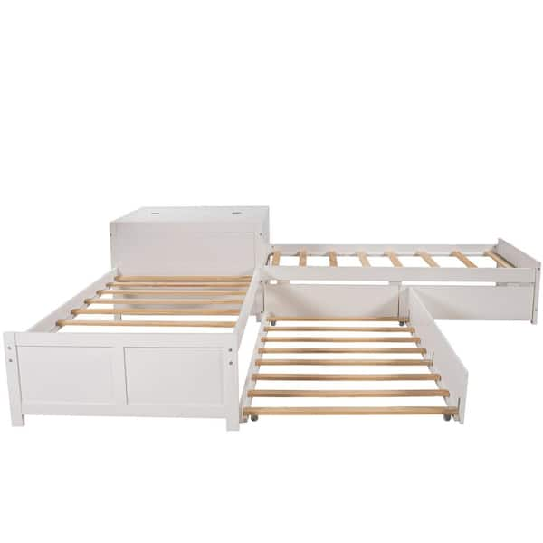 Twin Size L Shaped Bedframe Upholstered Double Twin Size Daybed with  Trundle & Drawer, Wooden Slats Support No Box Spring Needed - Bed Bath &  Beyond - 38438878