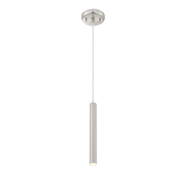 Unbranded Forest 5 Watt 1-Light Brushed Nickel Shaded Integrated LED Mini Pendant Light with Non-Glass Steel Shade