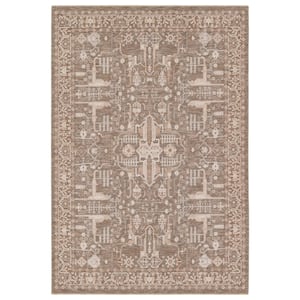Lechmere Taupe/Cream 3 ft. x 10 ft. Medallion Area Rug