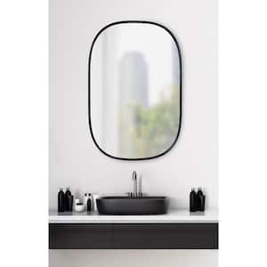 Medium Oval Black Modern Mirror (35.5 in. H x 23.75 in. W)