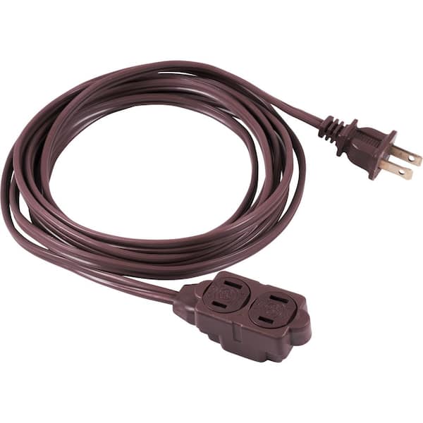 GE 15 ft. 2-Wire 16-Gauge Polarized Indoor Extension Cord, Brown