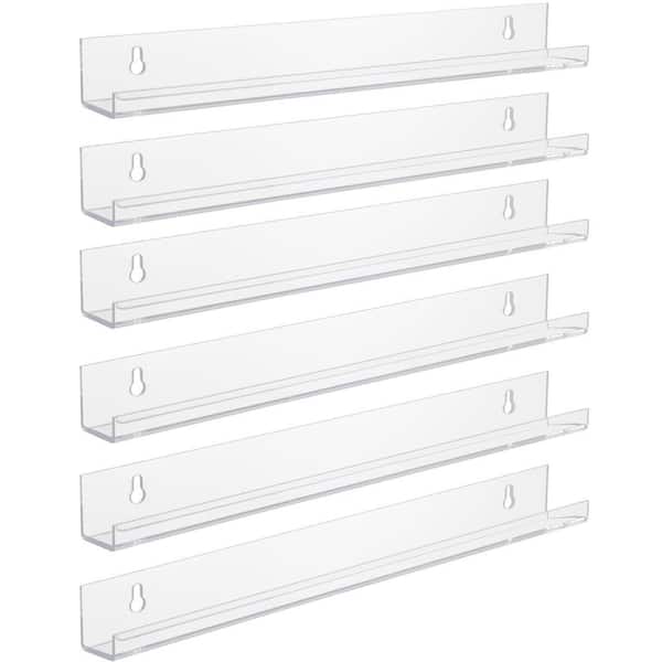 15 in W x 1.5 in D Clear Acrylic Decorative Wall Shelf