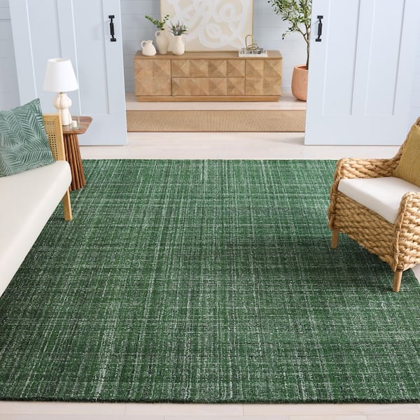 Abstract 8 ft. x 10 ft. Dark Green Classic Marle Area Rug