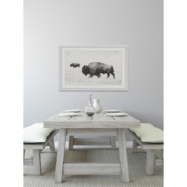 Unbranded 24 in. H x 36 in. W "Buffalo Pair" by Marmont Hill Framed Printed Wall Art