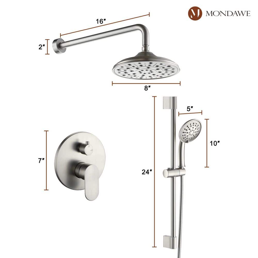 Brushed Nickel Adjustable Multi-Head Rain Shower System