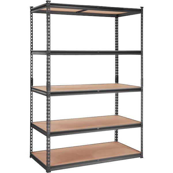 Black Metal Storage Shelving Unit, 5-Tier Adjustable 2000 lbs. Capacity Heavy Duty Garage Shelves Organizer Utility Rack