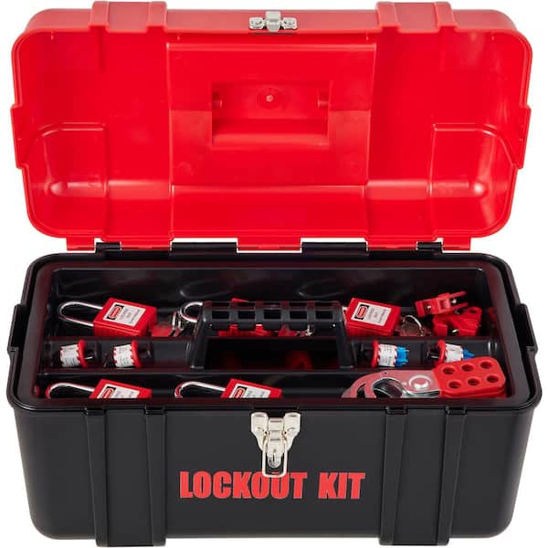 43-Pieces Lockout Tagout Kit, Electrical Safety Loto Set with Padlocks, Lockouts, Hasps, Tags, Ties, Box Industrial Use