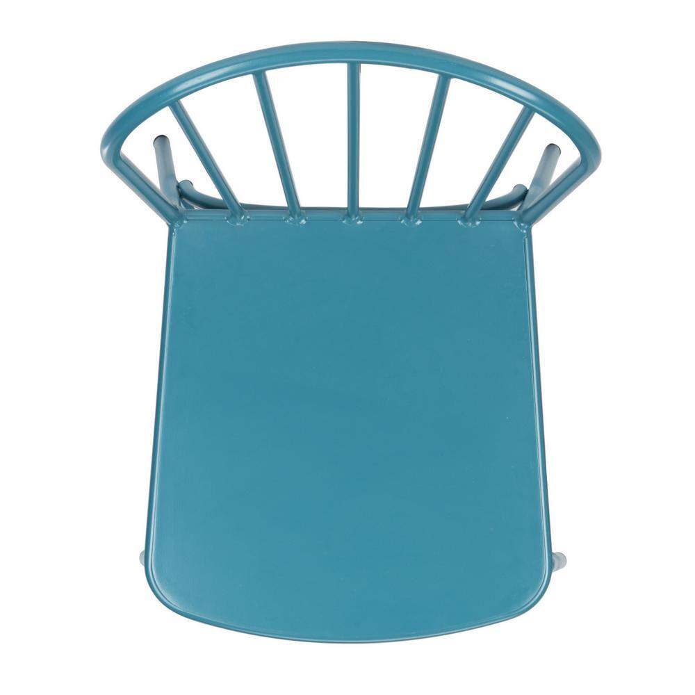 Matte Navy Blue Aluminum Stackable Side Chair Set